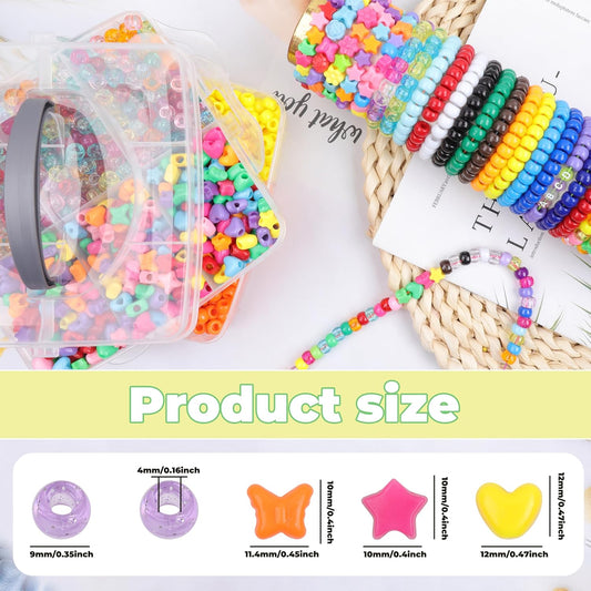Pony Beads for Bracelets 4800 Pcs Plastic Beads for Friendship Bracelets Necklac
