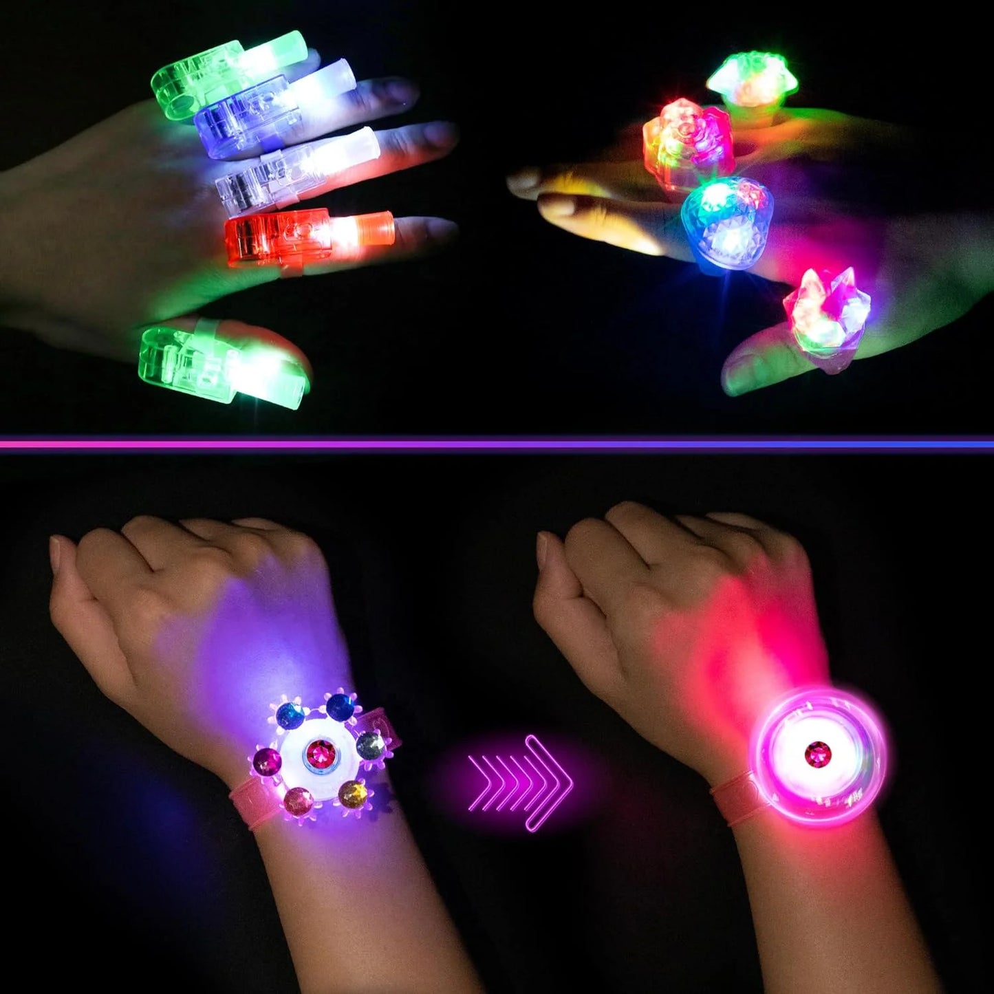 103PCS Glow in the Dark Party Supplies, Light up Party Favors for Kids, Christmas Carnival Neon Toys Bulk Party Pack with Glow Sticks, Glasses, LED Bracelets, Finger Lights, Ring, Headbands