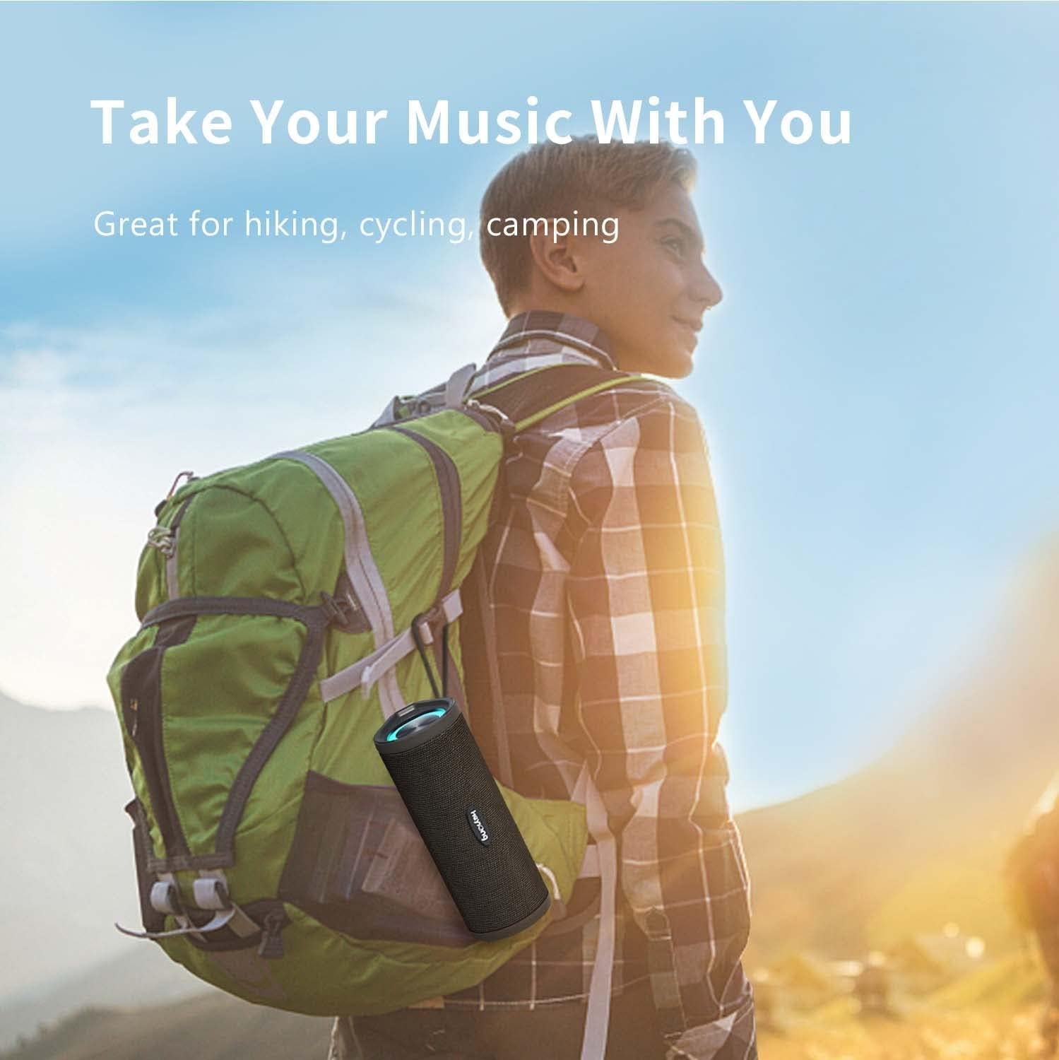 Portable Bluetooth Speaker, Wireless Outdoor Speakers, IPX7 Waterproof, 40H Playtime, TF Card, Loud Stereo Sound for Beach, Boat, Pool, Camping, Bike, Shower, Gifts for Men