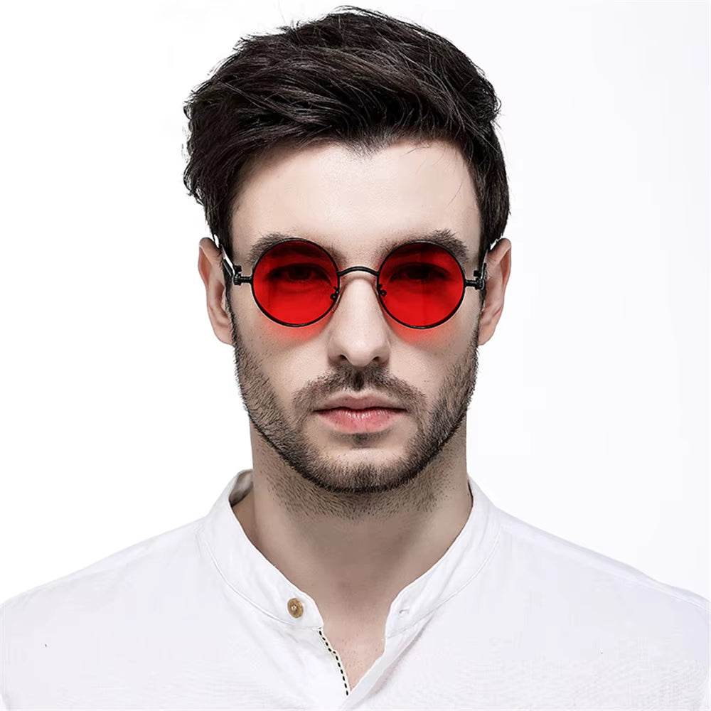 Vintage Steampunk Red Sunglasses Men round Punk Alloy Metal Retro Sun Glasses Women 2025 Goggles Gothic Style Shades