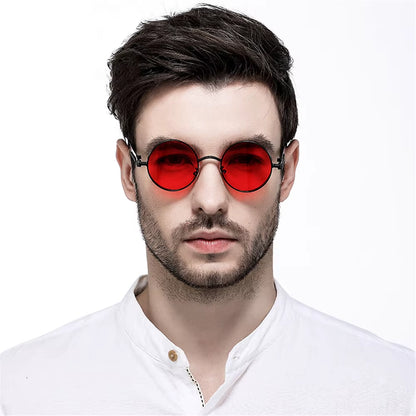 Vintage Steampunk Red Sunglasses Men round Punk Alloy Metal Retro Sun Glasses Women 2025 Goggles Gothic Style Shades