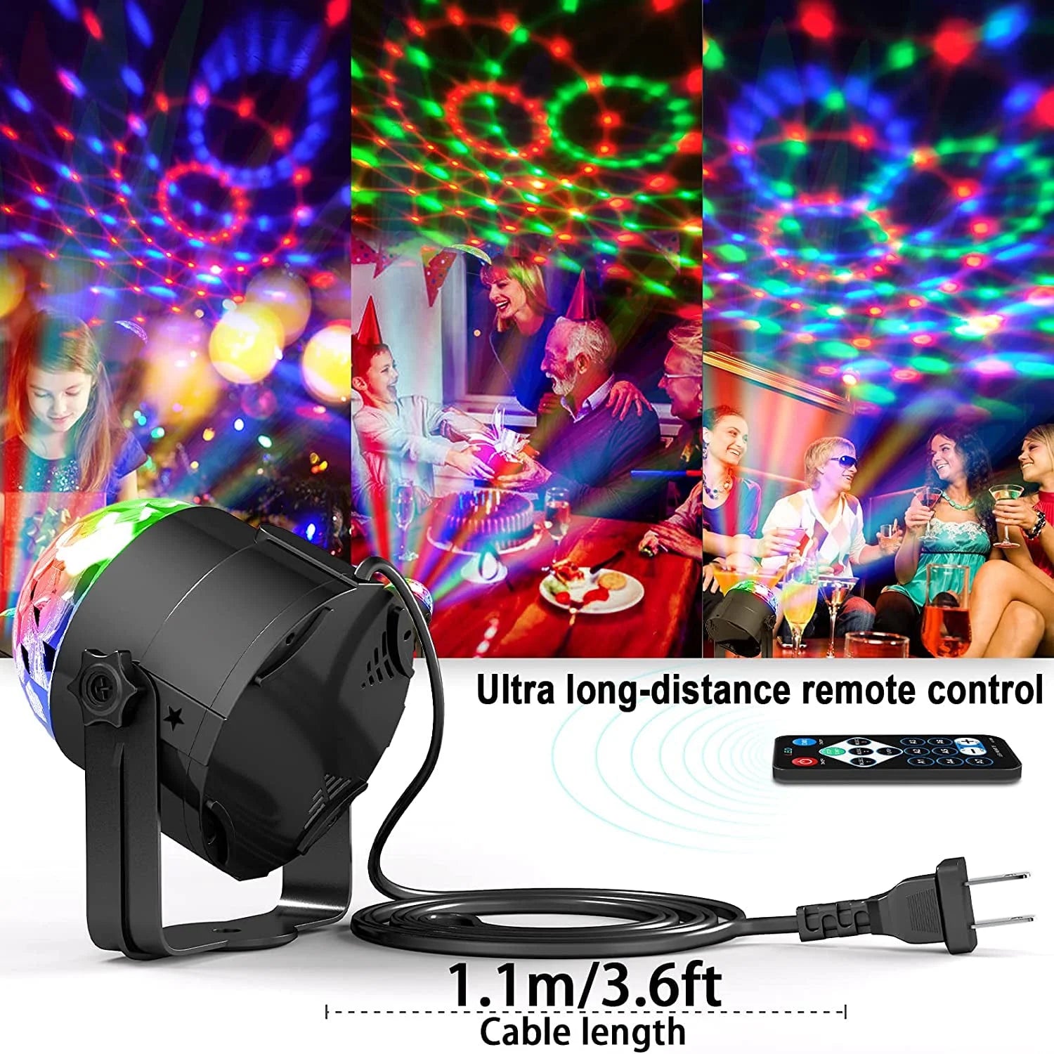 Disco Ball Party Strobe RGB Lights Sound Activated Karaoke Disco Lights with Remote Control for Party Club Bar Karaoke Holiday Dance Christmas Birthday Home Decoration