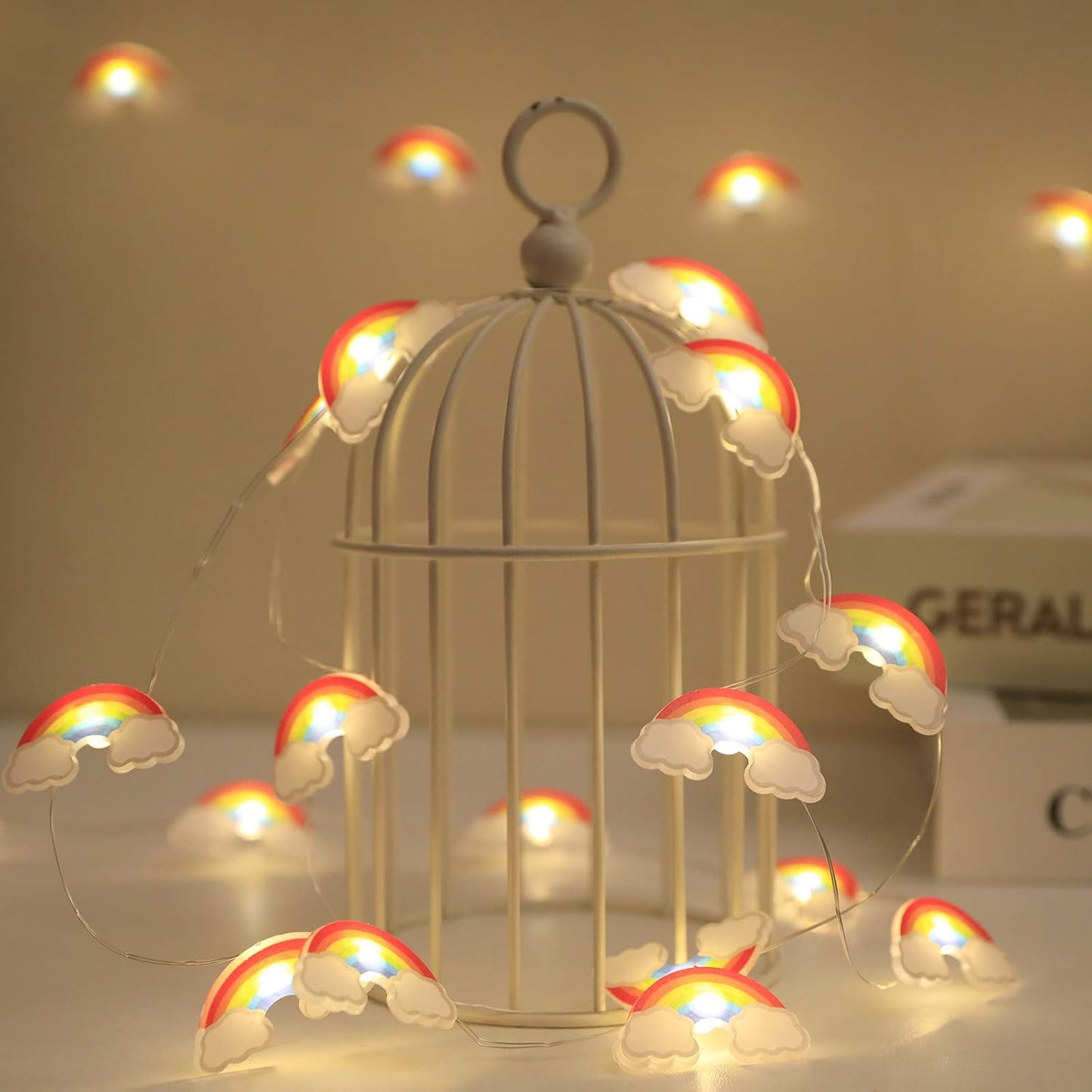 Rainbow String Lights 40 LED Decorative Fairy Light Indoor & Outdoor 8 Modes USB & Battery Powered Lights 13Ft Twinkle Lights with Remote Control Timer for Children Kids Bedroom Decoration