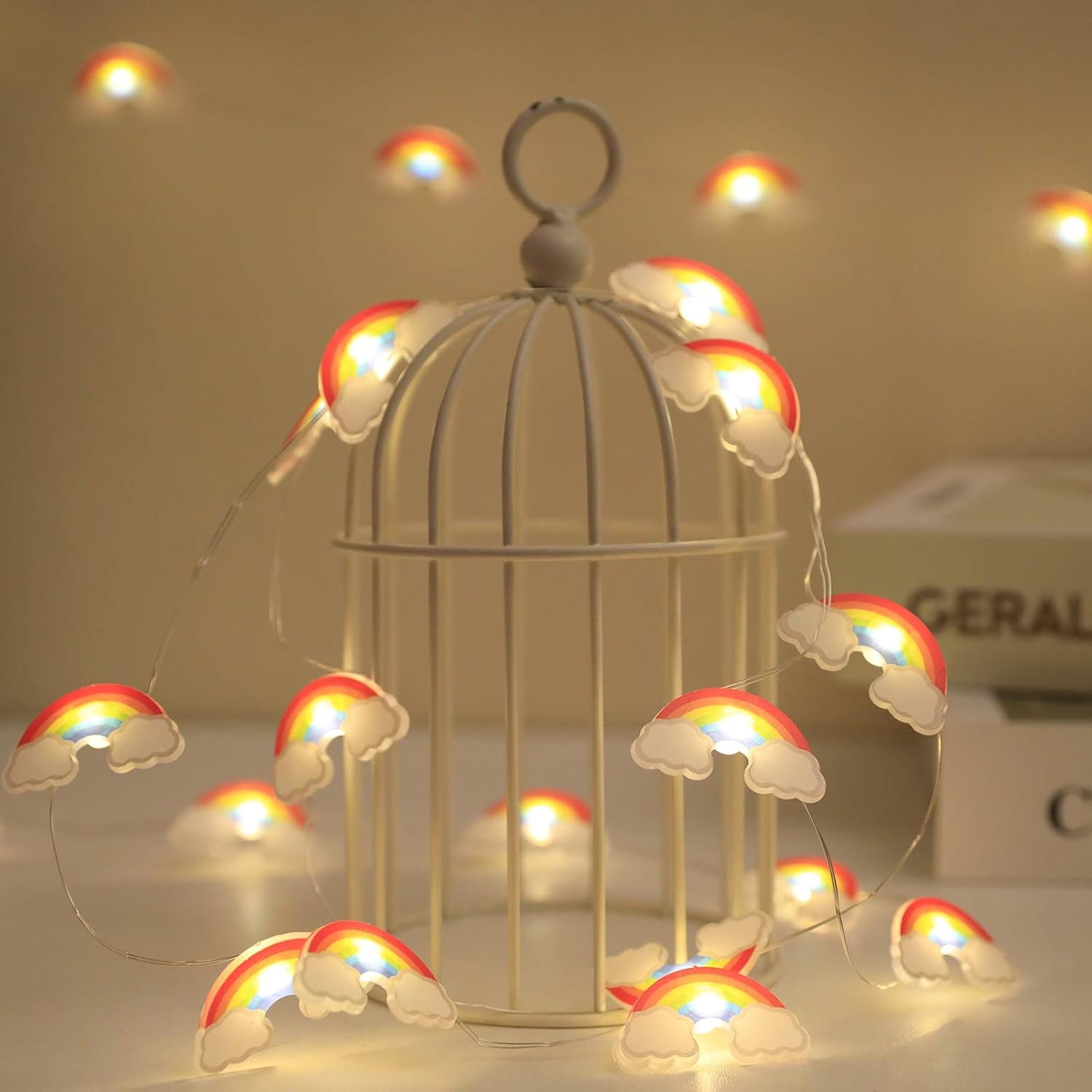 Rainbow String Lights 40 LED Decorative Fairy Light Indoor & Outdoor 8 Modes USB & Battery Powered Lights 13Ft Twinkle Lights with Remote Control Timer for Children Kids Bedroom Decoration