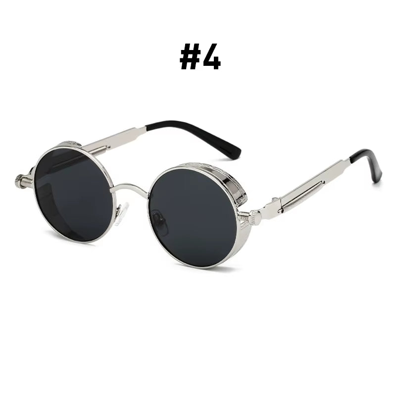 Vintage Steampunk Red Sunglasses Men round Punk Alloy Metal Retro Sun Glasses Women 2025 Goggles Gothic Style Shades