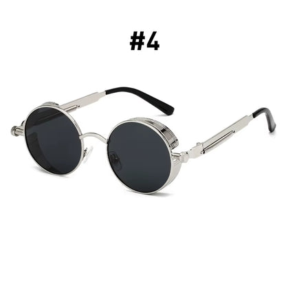 Vintage Steampunk Red Sunglasses Men round Punk Alloy Metal Retro Sun Glasses Women 2025 Goggles Gothic Style Shades