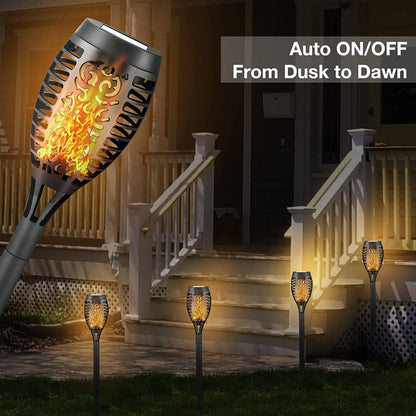 8 Packs Solar Tiki Torch Lights with Flickering Flame, Waterproof H-Alloween Solar Lights Outdoor, Solar H-Alloween Pathway Lights, H-Allowee Decor Lights for Garden, Lawn, Patio, Yard