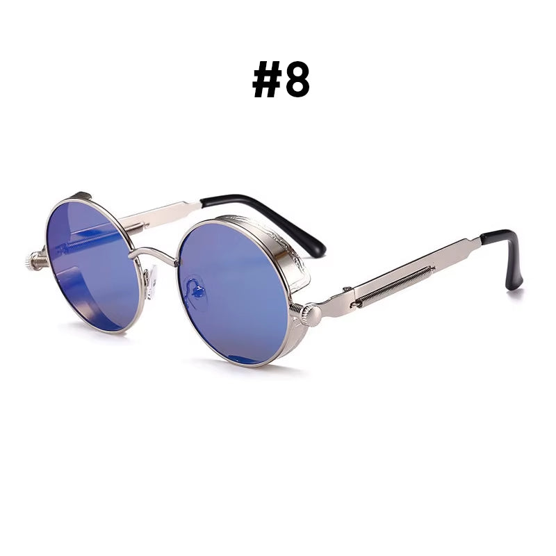 Vintage Steampunk Red Sunglasses Men round Punk Alloy Metal Retro Sun Glasses Women 2025 Goggles Gothic Style Shades