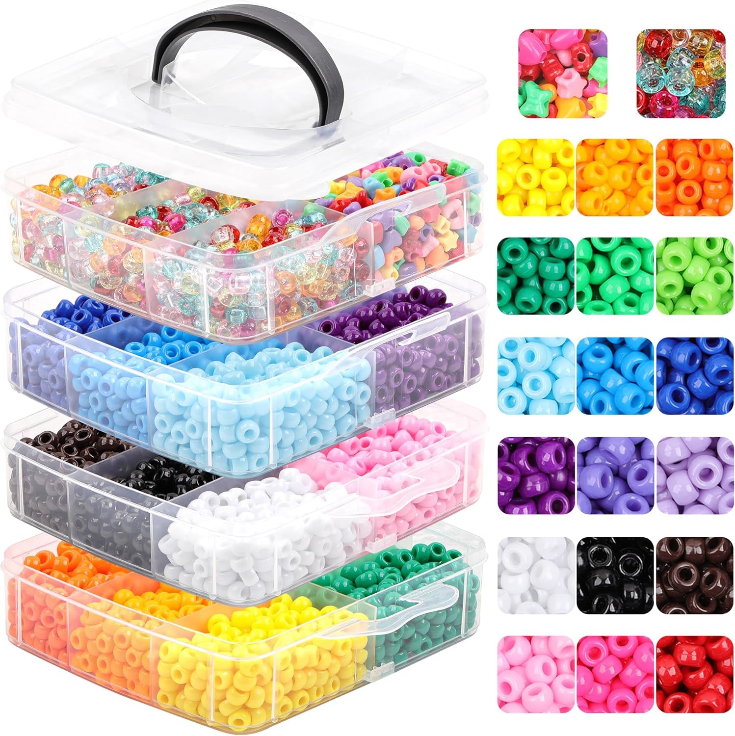 Pony Beads for Bracelets 4800 Pcs Plastic Beads for Friendship Bracelets Necklac