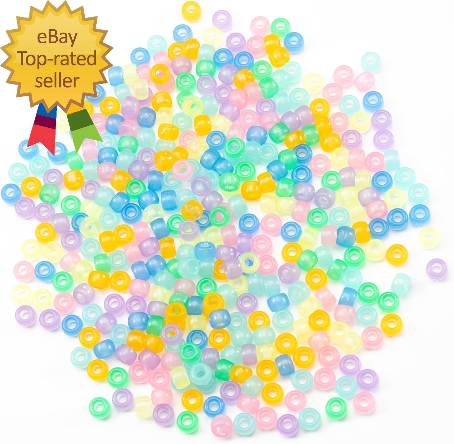 1000 Pcs Acrylic 9 Color Pony Beads 6X9Mm Bulk Glow in the Dark for Necklace, Fr