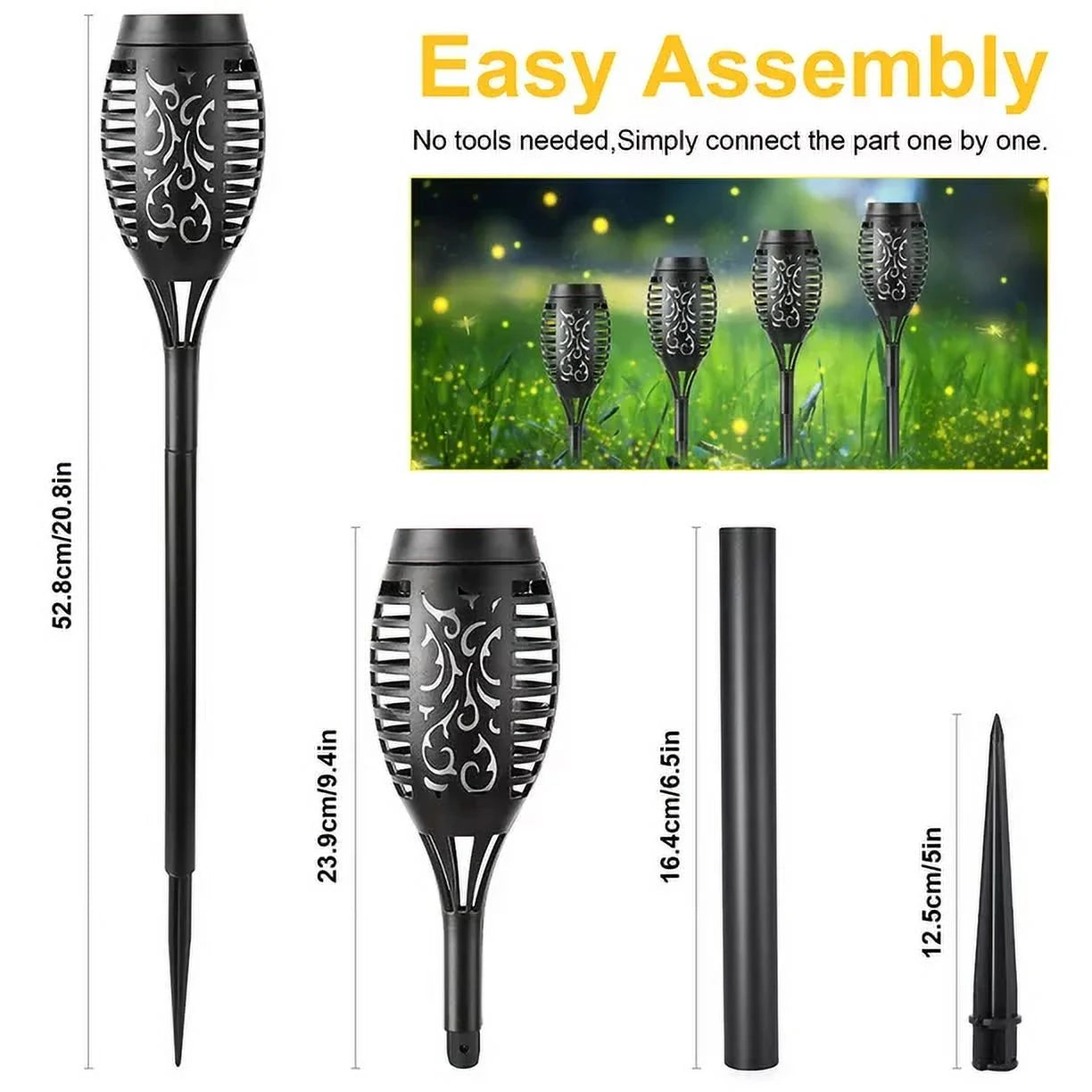 8 Packs Solar Tiki Torch Lights with Flickering Flame, Waterproof H-Alloween Solar Lights Outdoor, Solar H-Alloween Pathway Lights, H-Allowee Decor Lights for Garden, Lawn, Patio, Yard