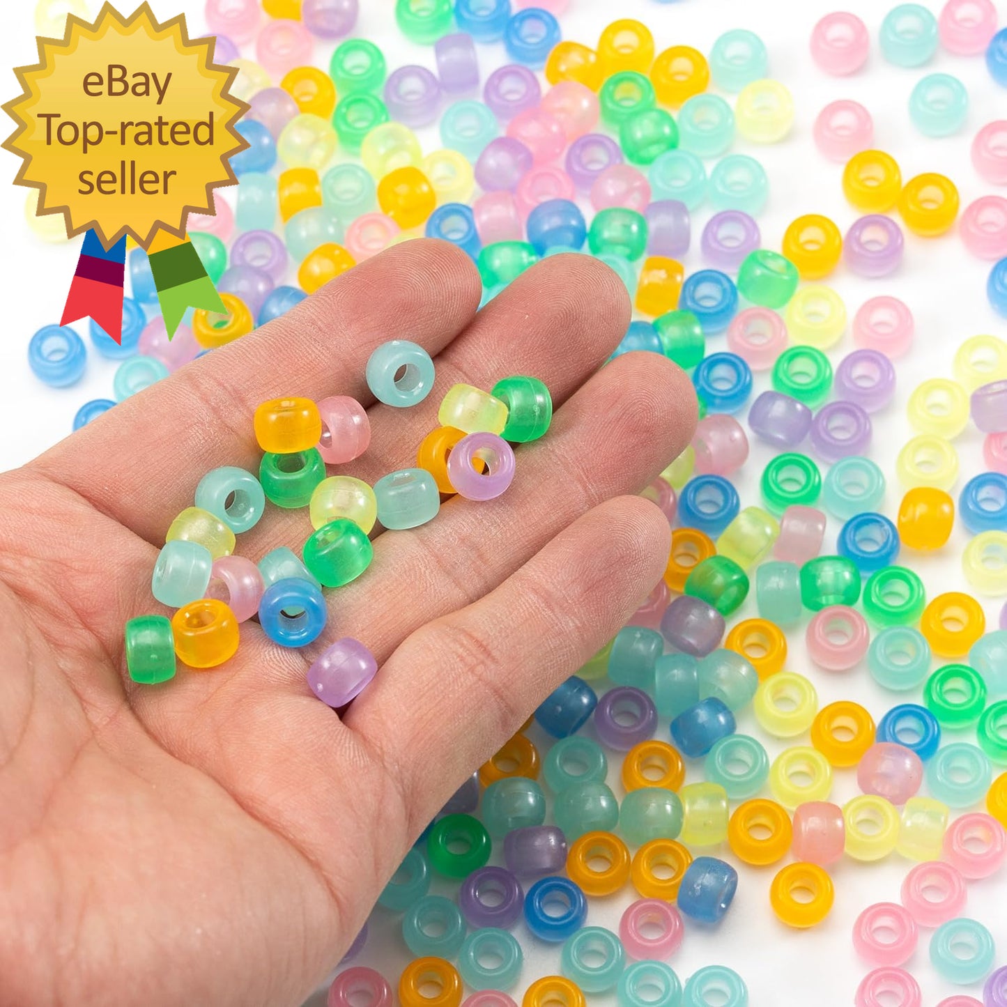 1000 Pcs Acrylic 9 Color Pony Beads 6X9Mm Bulk Glow in the Dark for Necklace, Fr