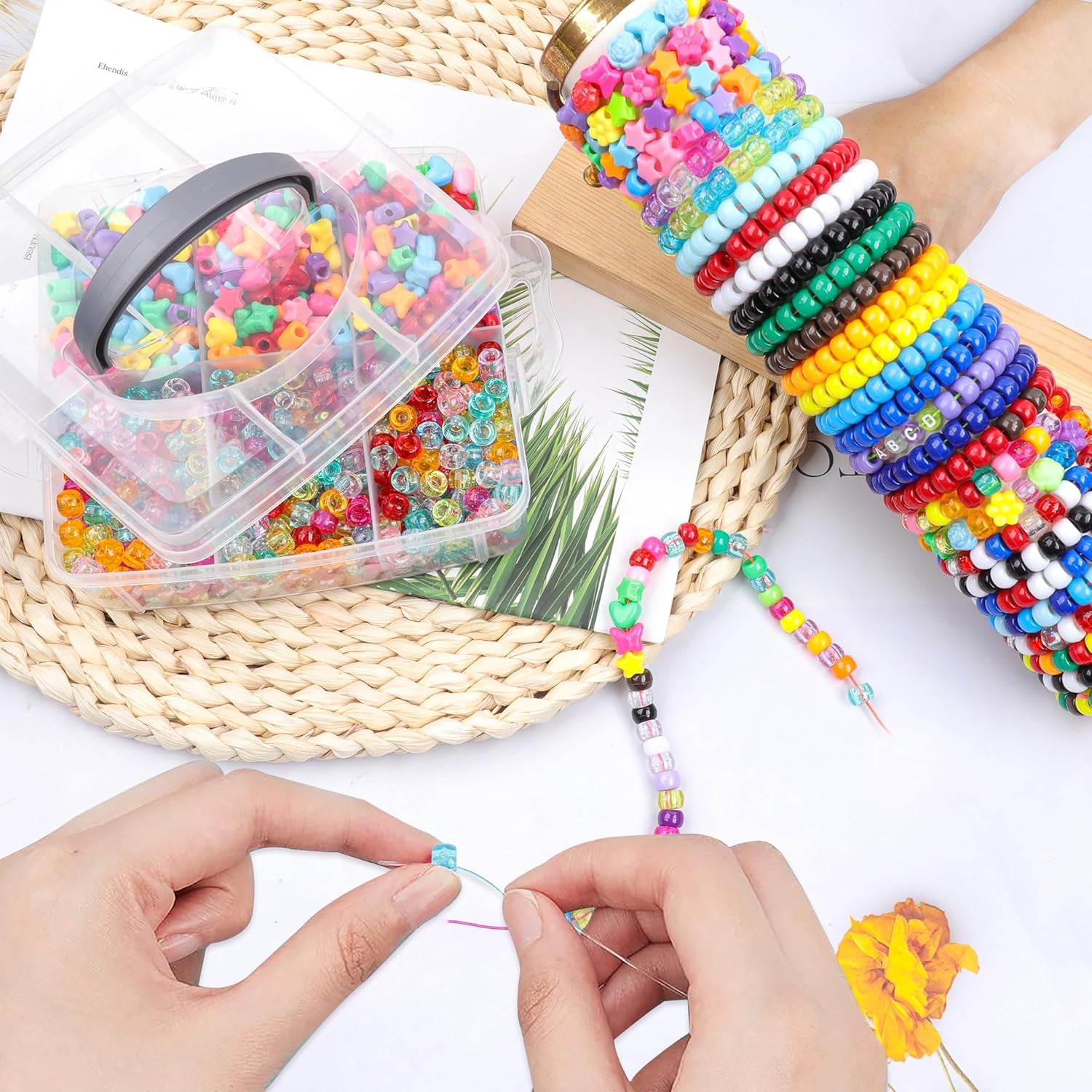 Pony Beads for Bracelets 4800 Pcs Plastic Beads for Friendship Bracelets Necklac