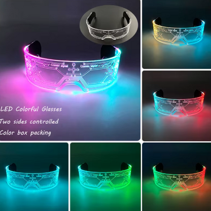Led Luminous Hats and Glasses Bar Masquerade Concert Rave Goggles Rainbow Space Robot Futuristic Led DJ LIGHT Glasses Star Y2K Glasses