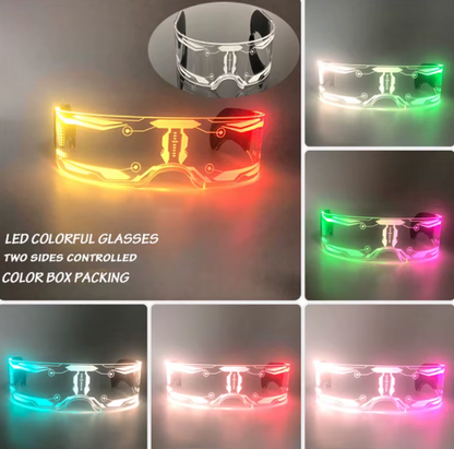 Led Luminous Hats and Glasses Bar Masquerade Concert Rave Goggles Rainbow Space Robot Futuristic Led DJ LIGHT Glasses Star Y2K Glasses