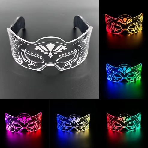 Led Luminous Hats and Glasses Bar Masquerade Concert Rave Goggles Rainbow Space Robot Futuristic Led DJ LIGHT Glasses Star Y2K Glasses