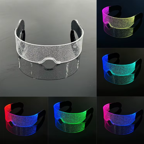 Led Luminous Hats and Glasses Bar Masquerade Concert Rave Goggles Rainbow Space Robot Futuristic Led DJ LIGHT Glasses Star Y2K Glasses