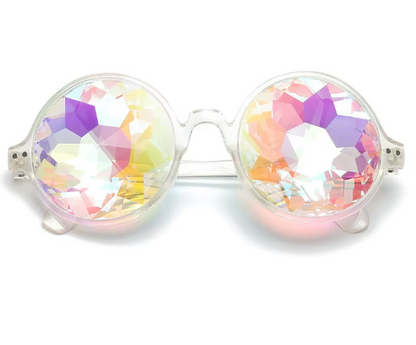 Kaleidoscope Psychedelic Eyeglasses Men Women round Sunglasses Rave Festival Stylish Female Carnival Party Queen Glasses