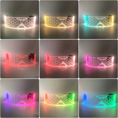 Led Luminous Hats and Glasses Bar Masquerade Concert Rave Goggles Rainbow Space Robot Futuristic Led DJ LIGHT Glasses Star Y2K Glasses
