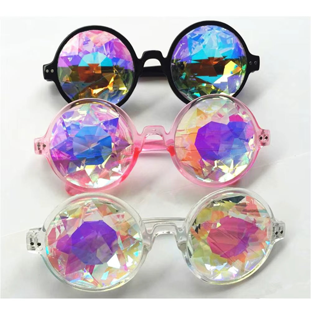 Kaleidoscope Psychedelic Eyeglasses Men Women round Sunglasses Rave Festival Stylish Female Carnival Party Queen Glasses
