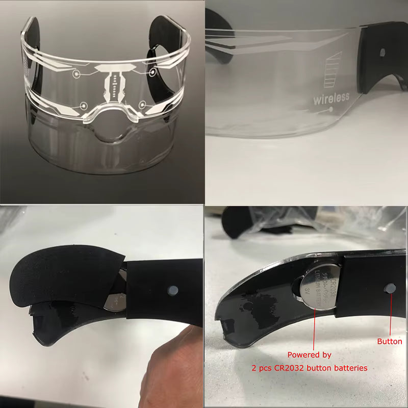 Led Luminous Hats and Glasses Bar Masquerade Concert Rave Goggles Rainbow Space Robot Futuristic Led DJ LIGHT Glasses Star Y2K Glasses