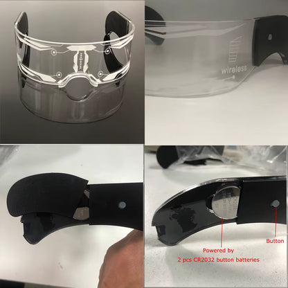 Led Luminous Hats and Glasses Bar Masquerade Concert Rave Goggles Rainbow Space Robot Futuristic Led DJ LIGHT Glasses Star Y2K Glasses