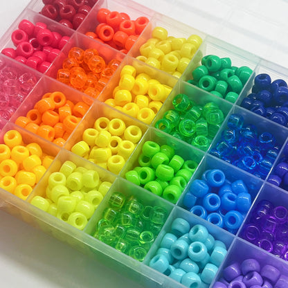 SHU YU Pony Beads for Friendship Bracelet Making Kit 24 Colors Kandi Beads Set, Plastic Rainbow Bulk and 980Pcs Letter Beads Wit