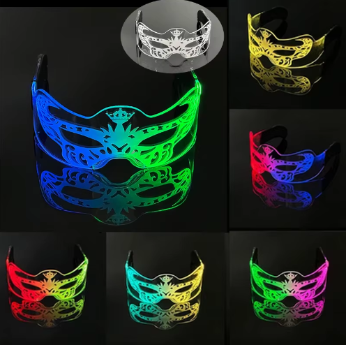 Led Luminous Hats and Glasses Bar Masquerade Concert Rave Goggles Rainbow Space Robot Futuristic Led DJ LIGHT Glasses Star Y2K Glasses