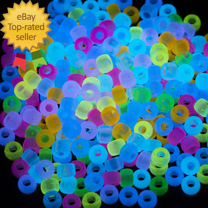 1000 Pcs Acrylic 9 Color Pony Beads 6X9Mm Bulk Glow in the Dark for Necklace, Fr