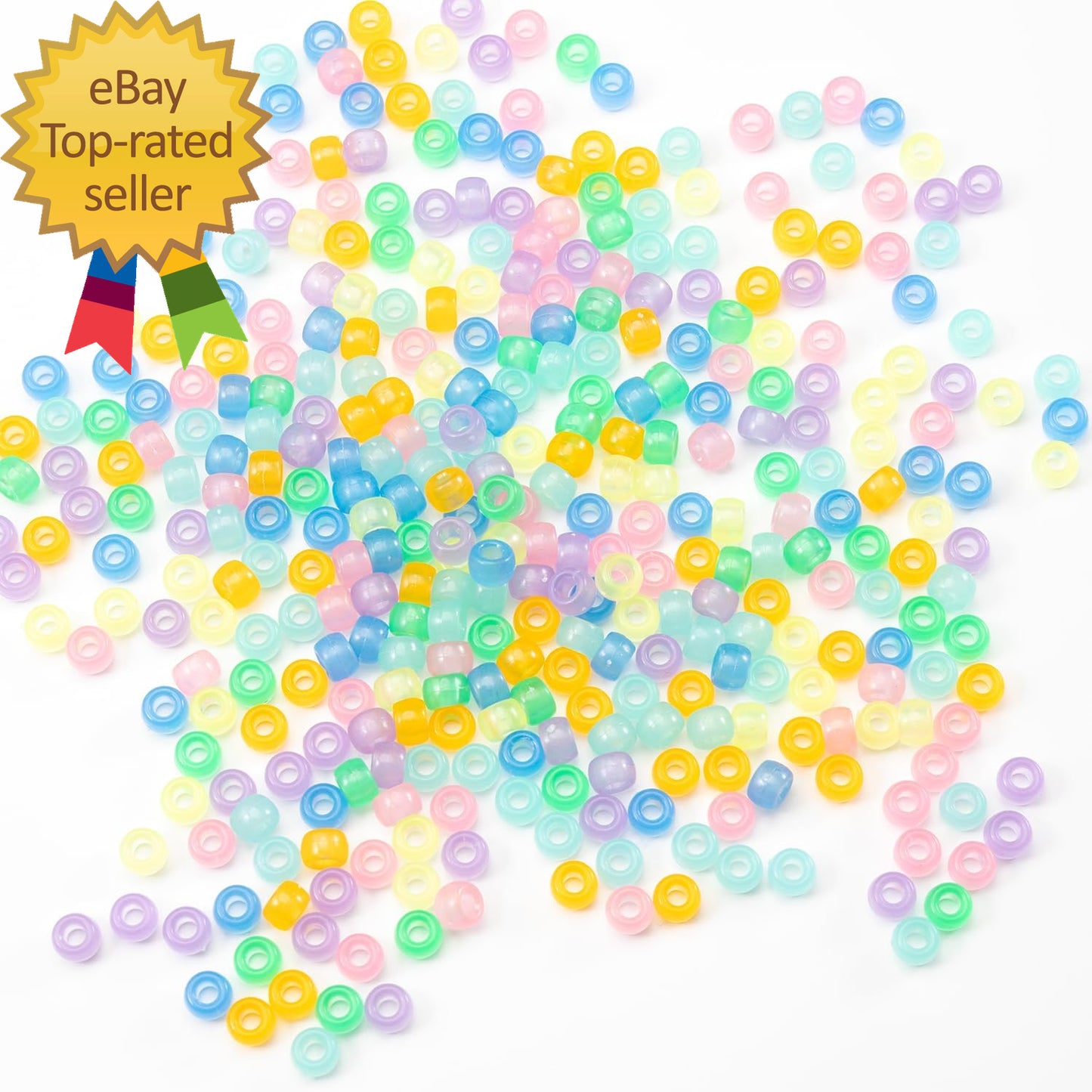 1000 Pcs Acrylic 9 Color Pony Beads 6X9Mm Bulk Glow in the Dark for Necklace, Fr