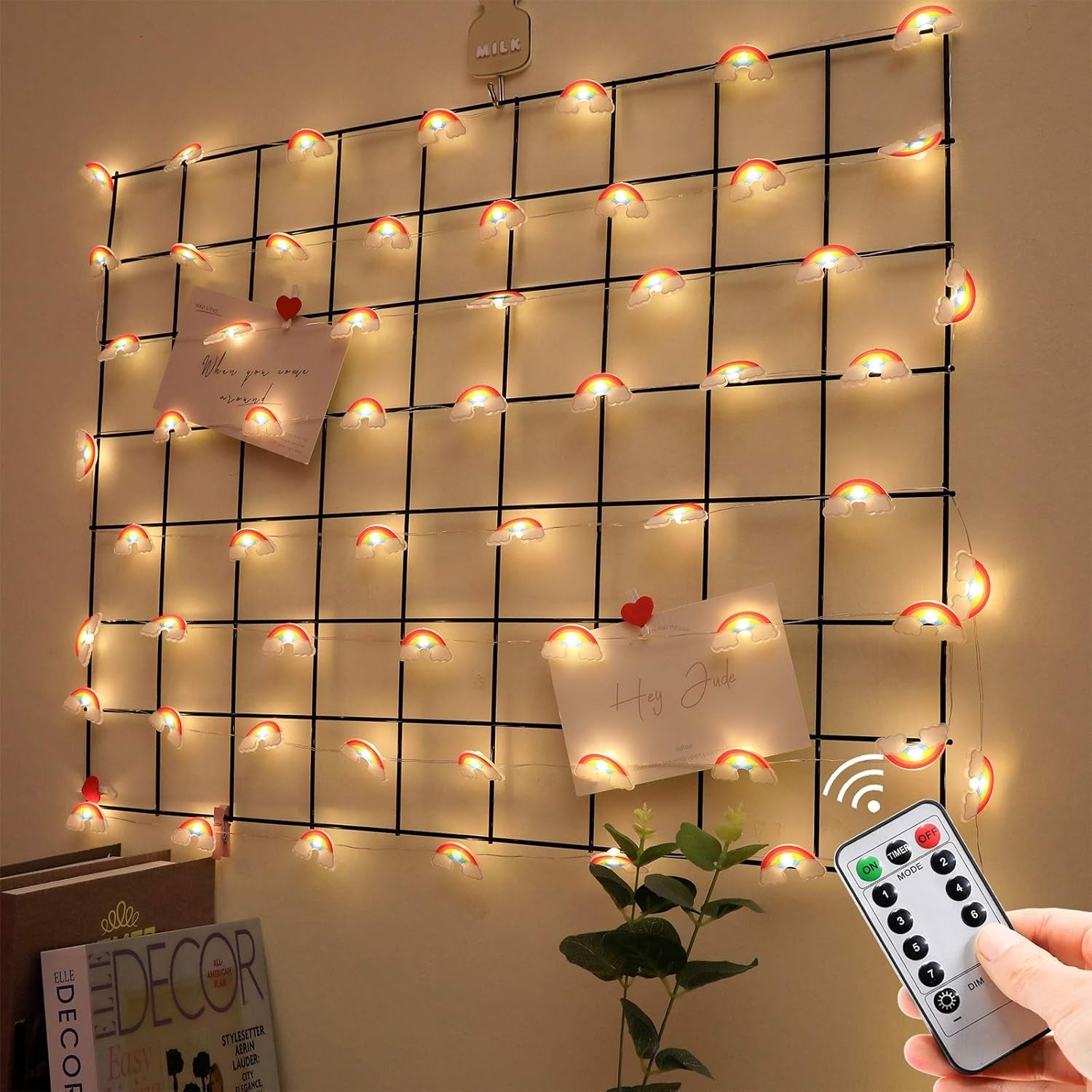 Rainbow String Lights 40 LED Decorative Fairy Light Indoor & Outdoor 8 Modes USB & Battery Powered Lights 13Ft Twinkle Lights with Remote Control Timer for Children Kids Bedroom Decoration
