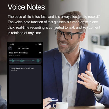 Wireless Bluetooth Glasses for Men and Women, Smart Glasses with Open-Ear Voice Control & Calling, Anti-Blue Light, AI Assistant & Translation for Traveling and Driving