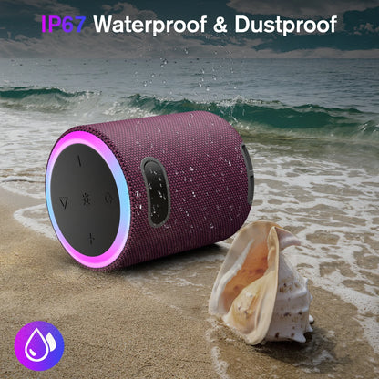 Portable Led Party Bluetooth 5.0 Speaker,Mini Wireless Speaker with Lights Rich Stereo Bass Aux, IPX6 Waterproof Outdoor Speaker, 24H Playtime, Dual Pairing, Home, Travel, Hiking