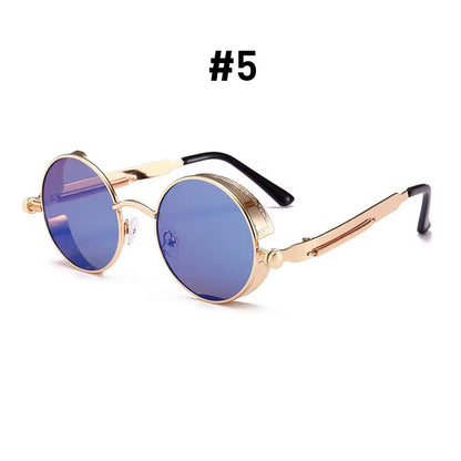Vintage Steampunk Red Sunglasses Men round Punk Alloy Metal Retro Sun Glasses Women 2025 Goggles Gothic Style Shades