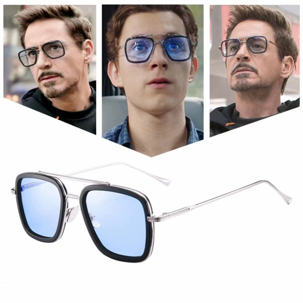 Fashion Punk Square Frame Sunglasses Tony Stark Glasses Men Women Steampunk Sun Glasses Goggles Outdoor Sport Riding Eyewear