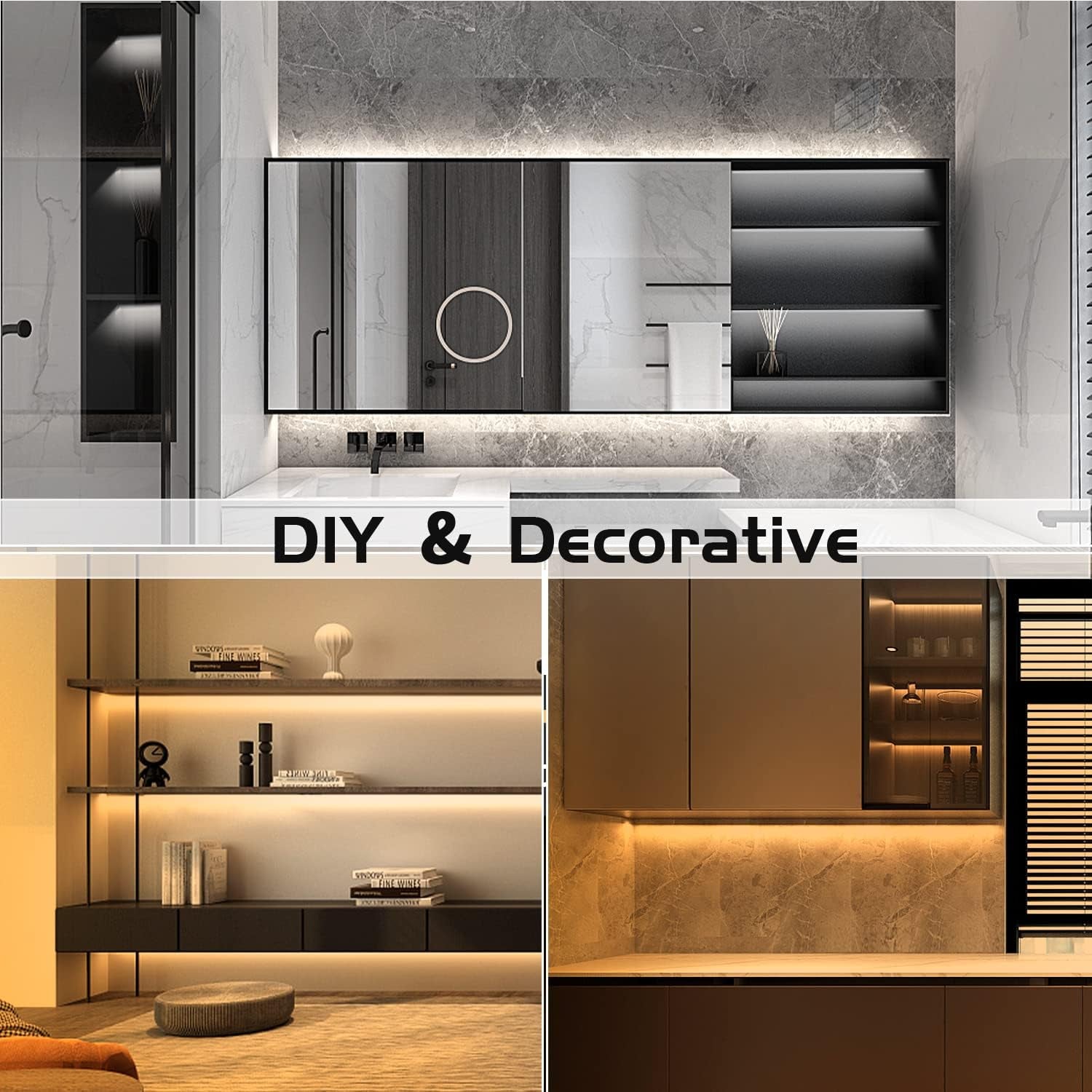 16.4Ft Tunable White Led Strip Lights Kit Dimmable 3000K-6000K, Waterproof Led Lights for Home Party House Kitchen Stair Living Room Ceiling (Daylight Warm White) Outdoor/Indoor