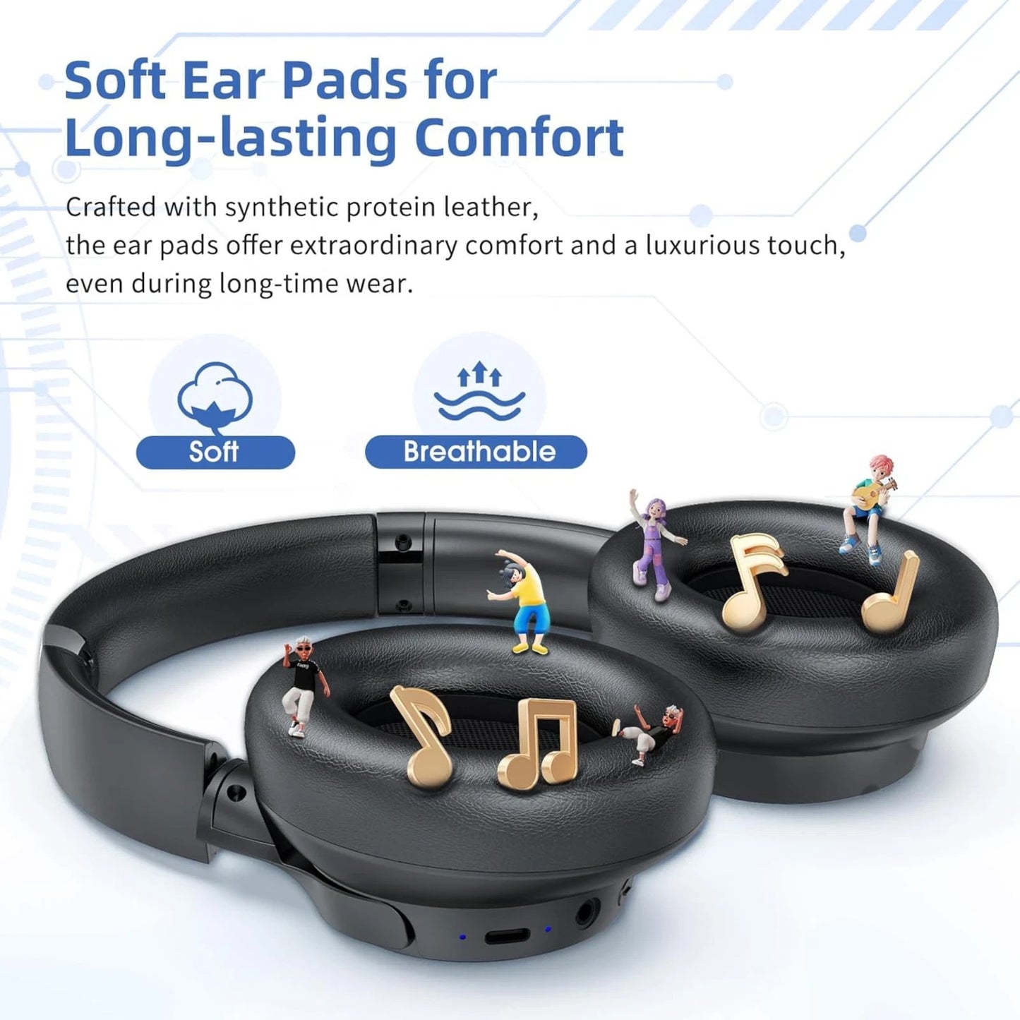 Active Noise Cancelling Headphones, Wireless Headphones over Ear Bluetooth Head