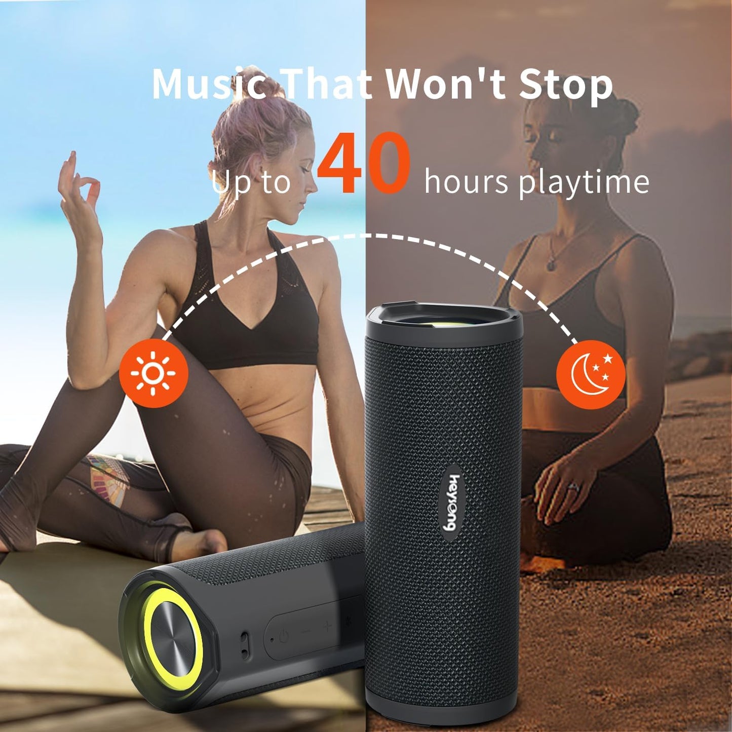 Portable Bluetooth Speaker, Wireless Outdoor Speakers, IPX7 Waterproof, 40H Playtime, TF Card, Loud Stereo Sound for Beach, Boat, Pool, Camping, Bike, Shower, Gifts for Men