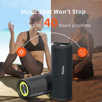 Portable Bluetooth Speaker, Wireless Outdoor Speakers, IPX7 Waterproof, 40H Playtime, TF Card, Loud Stereo Sound for Beach, Boat, Pool, Camping, Bike, Shower, Gifts for Men