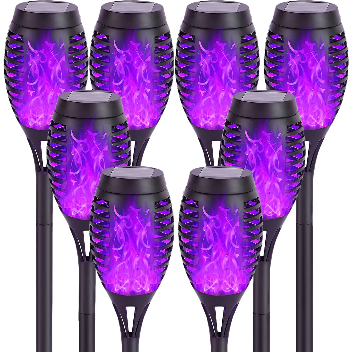 8 Packs Solar Tiki Torch Lights with Flickering Flame, Waterproof H-Alloween Solar Lights Outdoor, Solar H-Alloween Pathway Lights, H-Allowee Decor Lights for Garden, Lawn, Patio, Yard