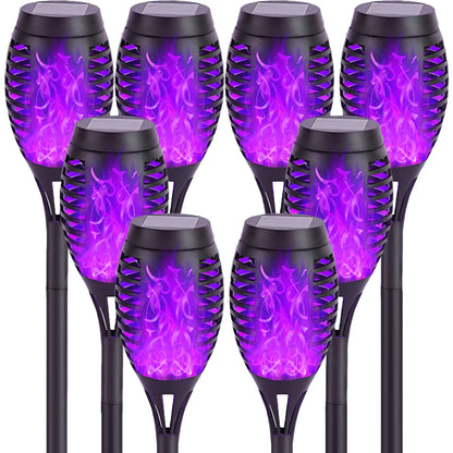 8 Packs Solar Tiki Torch Lights with Flickering Flame, Waterproof H-Alloween Solar Lights Outdoor, Solar H-Alloween Pathway Lights, H-Allowee Decor Lights for Garden, Lawn, Patio, Yard