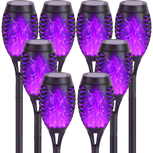 8 Packs Solar Tiki Torch Lights with Flickering Flame, Waterproof H-Alloween Solar Lights Outdoor, Solar H-Alloween Pathway Lights, H-Allowee Decor Lights for Garden, Lawn, Patio, Yard
